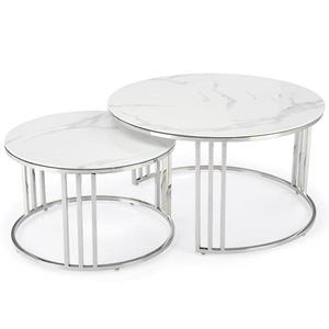 Konferenčný stolík Mercury 2 biela mramor/strieborný 60/80 vyobraziť