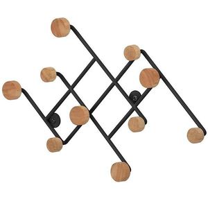 Nástenný vešiak s háčikmi Gc5014 Čierna/Prirodzené vyobraziť