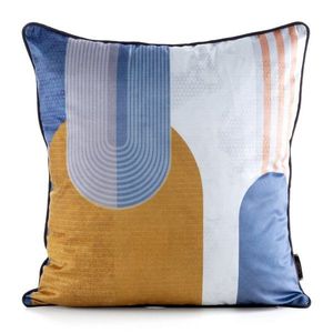 ArtFir Obliečka na vankúš VELVET 164 | modrá/horčicová 45 x 45 cm vyobraziť