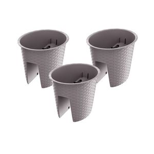 Prosperplast Súprava kvetináčov na zábradlie, 3-dielna (oválny, kávová, 298 x 242 x 225 mm) vyobraziť