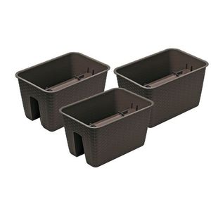 Prosperplast Súprava kvetináčov na zábradlie, 3-dielna (obdĺžnikový, hnedá, 396 x 272 x 225 mm) vyobraziť