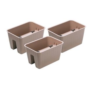 Prosperplast Súprava kvetináčov na zábradlie, 3-dielna (obdĺžnikový, kávová, 396 x 272 x 225 mm) vyobraziť