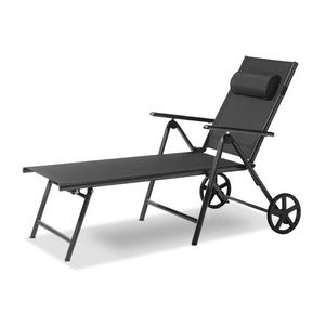 LIVARNO home Hliníkové ležadlo s kolieskami Houston, čierna/antracitová vyobraziť