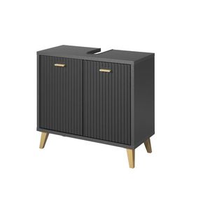 LIVARNO home Skrinka pod umývadlo vo zvlnenom vzhľade, antracitová vyobraziť