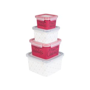 LIVARNO home Súprava dóz na potraviny, 4-dielna (štvorcový tvar) vyobraziť