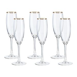 LIVARNO home Poháre so zlatým okrajom, 6 kusov (pohár na sekt) vyobraziť