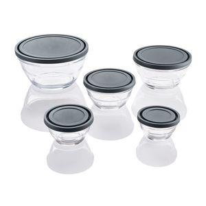 LIVARNO home Súprava sklenených misiek, 5-dielna (sivá) vyobraziť