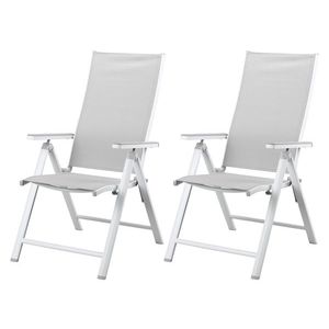 LIVARNO home Hliníkové kreslo Houston s vysokým operadlom, biele/bledosivé, 2 kusy vyobraziť