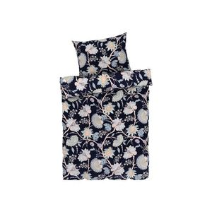 LIVARNO home Posteľná bielizeň zo saténového mikrovlákna, 140 x 200 cm (kvety/navy modrá) vyobraziť