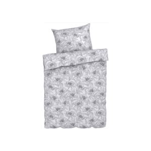 LIVARNO home Posteľná bielizeň z bavlny Renforcé, 140 x 200 cm (kvety/biela/sivá) vyobraziť