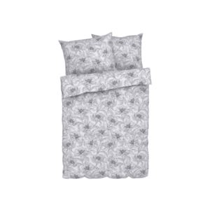 LIVARNO home Posteľná bielizeň z bavlny Renforcé, 200 x 220 cm (kvety/biela/sivá) vyobraziť