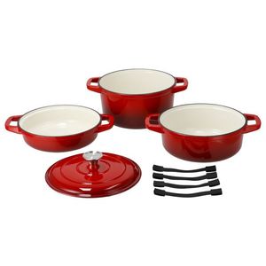 SILVERCREST® Súprava liatinových hrncov Premium, 3-dielna (červená) vyobraziť