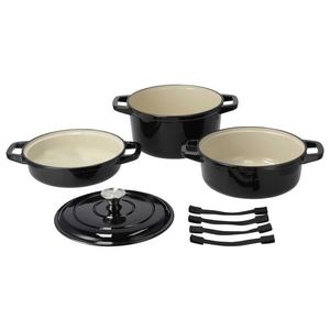 SILVERCREST® Súprava liatinových hrncov Premium, 3-dielna (čierna) vyobraziť