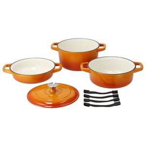 SILVERCREST® Súprava liatinových hrncov Premium, 3-dielna (oranžová) vyobraziť