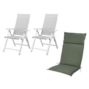 LIVARNO home Záhradné hliníkové kreslo Houston, biele/bledosivé, 2 kusy + podložka na kreslo Houston vyobraziť