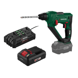 PARKSIDE® Aku vŕtacie kladivo PABH 20-Li D4 + Smart akumulátor 20 V/4 Ah + Dvojitá nabíjačka na akumulátor 20 V/2x 4, 5 A vyobraziť