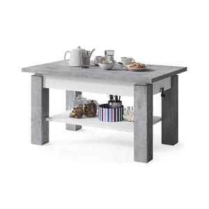 Rozkladací konferenčný/jedálenský stôl s policou ADONIS betónová sivá/biela 5903631914515 vyobraziť