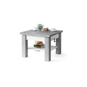 Rozkladací konferenčný/jedálenský stôl so zdvíhacou doskou CALEB sivý betón/biela 5903631912009 vyobraziť