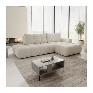 Rozkladacia rohová čalúnená sedacia súprava s úložným priestorom do tvaru L ALMADA pravé prevedenie svetlobéžová 8590828985044 vyobraziť