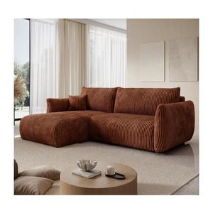 Univerzálna rozkladacia rohová sedacia súprava s úložným priestorom do tvaru L FRIDA, hnedá 8590828985617 vyobraziť