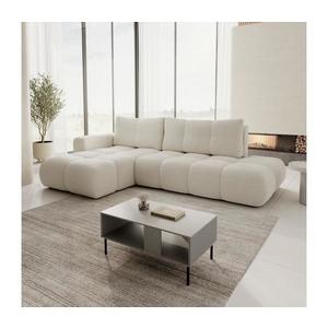 Rozkladacia rohová čalúnená sedacia súprava s úložným priestorom v tvare L ALMADA ľavá svetlo-béžová 8590828985082 vyobraziť