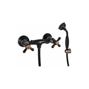 RAV Slezák MK180.5/1CMATSM - Sprchová súprava s batériou MORAVA RETRO čierna/mosadz MK180.5/1CMATSM vyobraziť