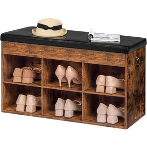 Botník s lavicí a úložným prostorem Vasagle Carmio 80 cm černý/hnědý vyobraziť