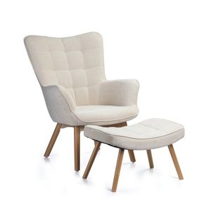 Čalouněná jídelní židle Grella s podnožkou krémová vyobraziť