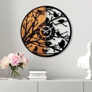 Dekorativní nástěnné hodiny WALLIE WOODEN 56 cm ořech/černé vyobraziť