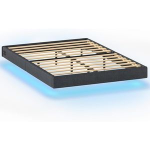 Dvoulůžková postel Timaro 140x200 s nabíjecí stanicí a LED osvětlením šedá vyobraziť