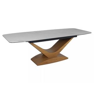 Jídelní rozkládací stůl Dolce 180/240 cm keramika bílý mramor/dub přírodní vyobraziť