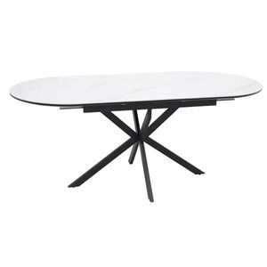Jídelní rozkládací stůl Gaston 140/180 cm keramika bílý mramor/černý vyobraziť