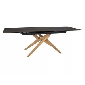 Jídelní rozkládací stůl Loreto 180/230 cm keramika hnědý/dub přírodní vyobraziť