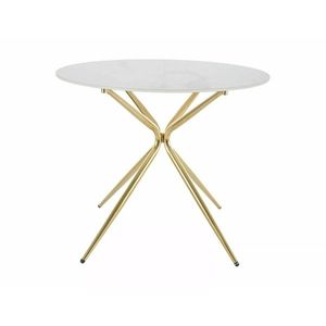 Jídelní stůl Azalia 90 cm bílý lesk/zlatý vyobraziť