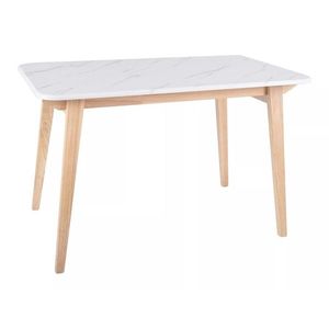 Jídelní stůl Marcus 120 cm z masivu bílý mramor/dub přírodní vyobraziť