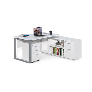 Kancelársky stôl s kontajnerom a komodou Houseland Prime Home 03 160 cm biely vyobraziť
