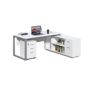 Kancelársky stôl s kontajnerom a komodou Houseland Prime Home 03 180 cm biely vyobraziť