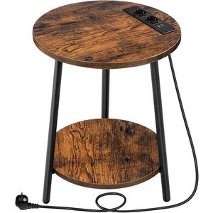 Kulatý odkládací stolek Vasagle Leky 40 cm s nabíjecí stanicí hnědý/černý vyobraziť