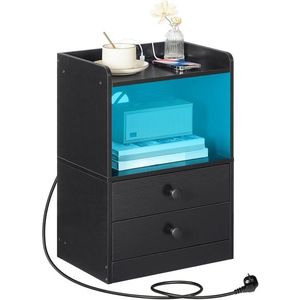 Noční stolek Silven 38 cm s LED osvětlením a nabíjecí stanicí černý vyobraziť