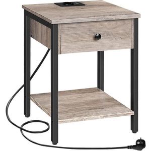 Noční stolek Vasagle Ferira 40 cm s nabíjecí stanicí černý/šedý vyobraziť