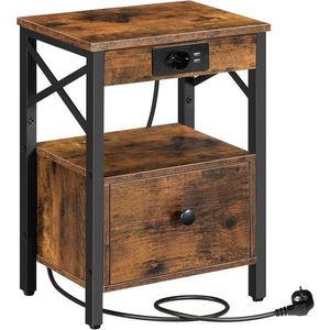 Noční stolek Vasagle Zrava 38 cm s nabíjecí stanicí hnědý/černý vyobraziť