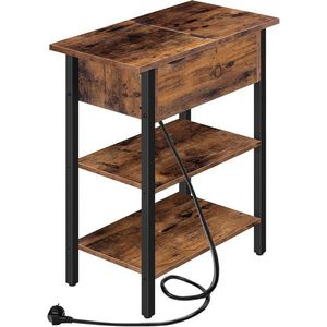 Odkládací stolek Vasagle Frenzy 48 cm s nabíjecí stanicí hnědý/černý vyobraziť