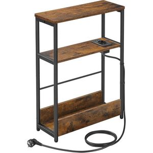 Odkládací stolek Vasagle Keegan s USB a zásuvkou hnědý/černý vyobraziť