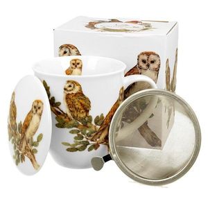 Porcelánový hrnek OWLS 400 ml se sítkem bílý/vícebarevný vyobraziť