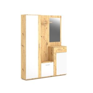 Předsíňová stěna Trio se zrcadlem 145 cm dub Artisan/bílá vyobraziť