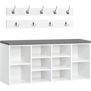 Předsíňový věšák s botníkem a sedákem Vasagle Jungo 104 cm bílý/šedý vyobraziť