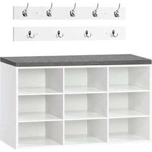 Předsíňový věšák s botníkem a sedákem Vasagle Jungo 80 cm bílý/šedý vyobraziť