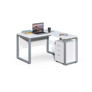 Rohový kancelársky stôl s kontajnerom Houseland Prime Home 01 120 cm biely vyobraziť