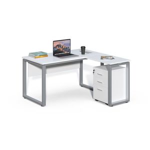 Rohový kancelársky stôl s kontajnerom Houseland Prime Home 01 140 cm biely vyobraziť