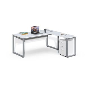 Rohový kancelársky stôl s kontajnerom Houseland Prime Home 01 180 cm biely vyobraziť